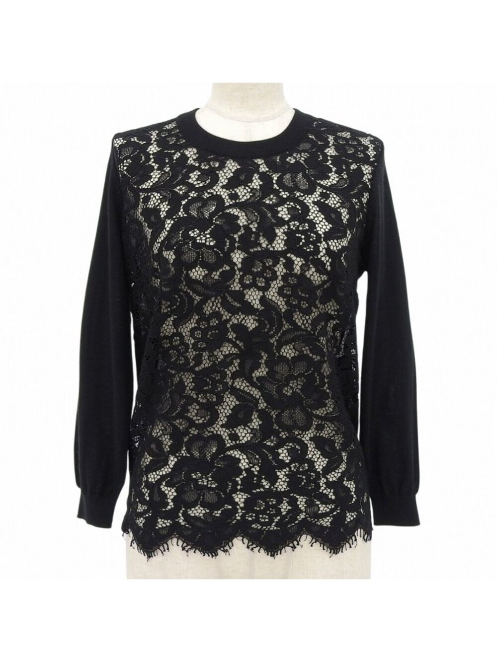 Dolce & Gabbana Cashmere Silk Blend Lace Top Black 38